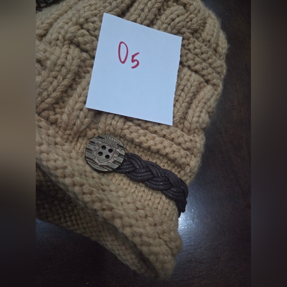 Wrapables Knitted Slouched Beanie with Button Detail - Picture 9 of 9